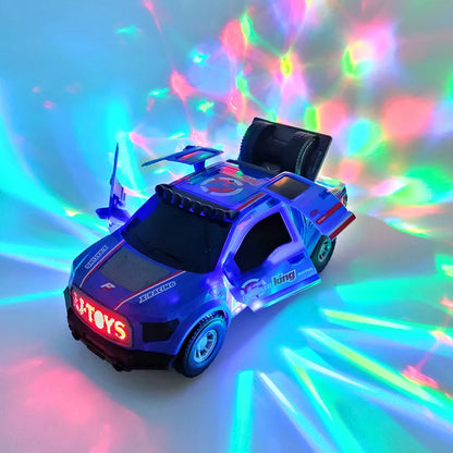 Electric Dancing Deformation Rotating Universal Police Car Toy