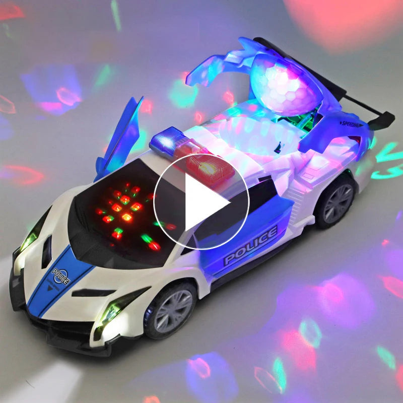 Electric Dancing Deformation Rotating Universal Police Car Toy